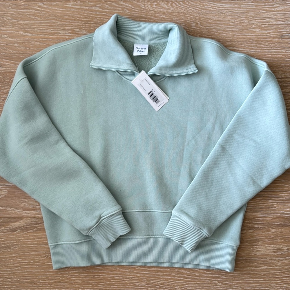 Outdoor Voices Nimbus Quarter Zip Cotton Sweatshirt - Size XS